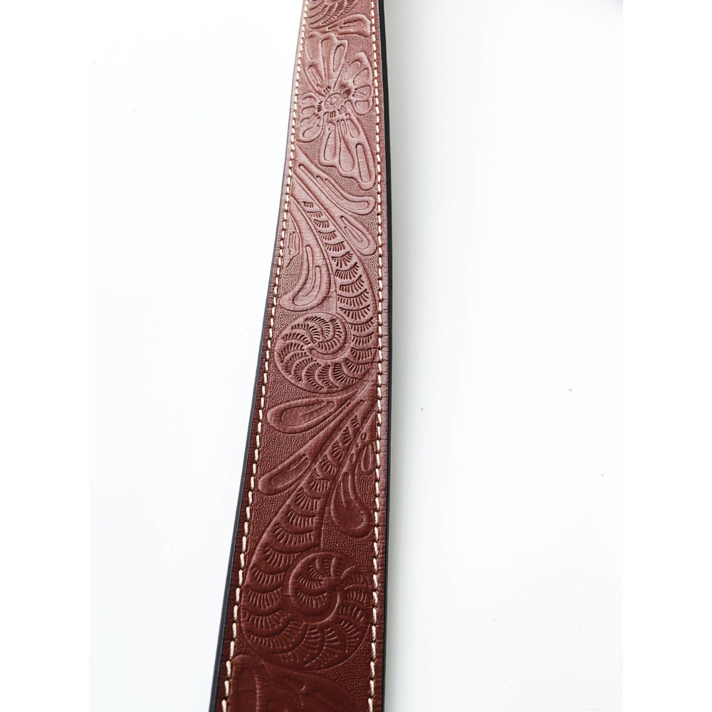 Western Floral Embossed Tooled Genuine Full Grain Leather Belt 5 Holes Size 44